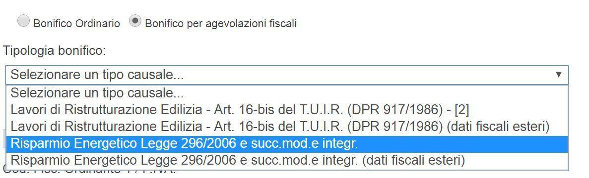 causale bonifico detrazioni fiscali
