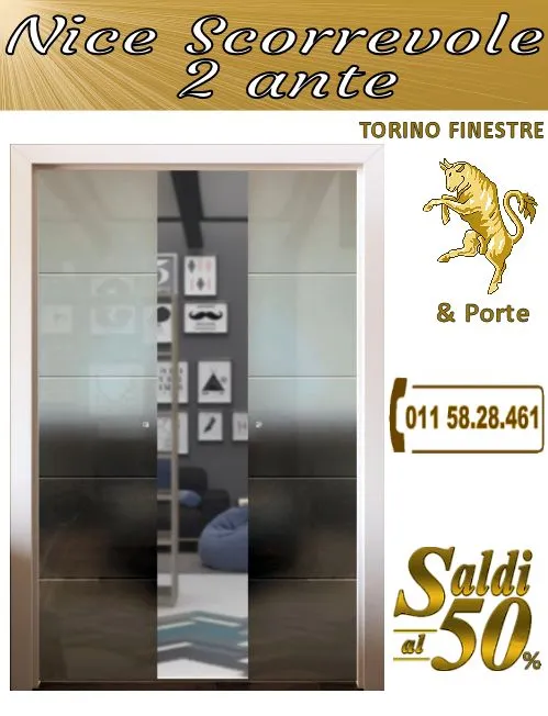Porta Nice Doppio Scorrevole a Scomparsa con Vetro