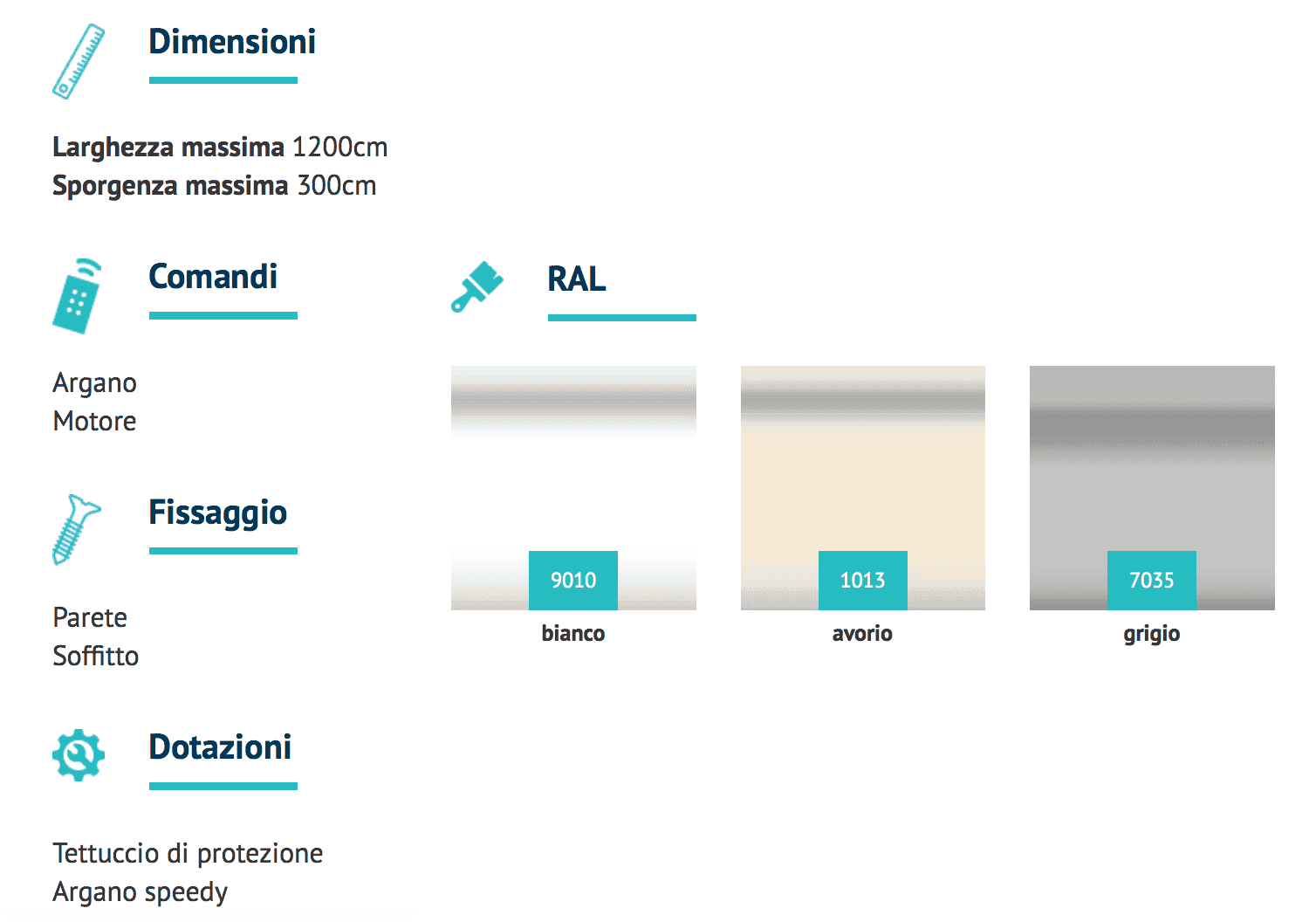 colori tende da sole su barra quadra versilia torino
